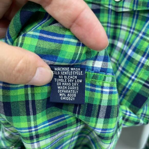 Panhandle Slim Pearl Snap Western Shirt Mens Medium‎ Green Blue Plaid LS 36S7706 - Picture 7 of 7